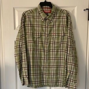 Simms Green and Brown Casual Button Down Shirt